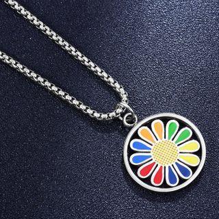 Flower Stainless Steel Pendant Necklace Silver - One Size