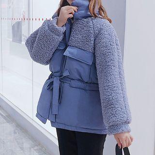 Faux-shearling Panel Padded Jacket