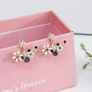 Rhinestone Flower Swing Earring As Shown In Figure - One Size