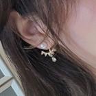 Faux Pearl Rhinestone Dangle Earring 1 Pair - Ac0148 - Gold - One Size