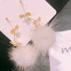 Hairball Flower Earring  - Flower Chenille Ball