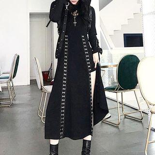 Cropped Hoodie / Spaghetti Strap A-line Midi Dress