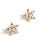 Star Faux Pearl Stud Earring 1 Pair - Gold - One Size