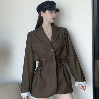 Plain Tie-waist Cutout Blazer