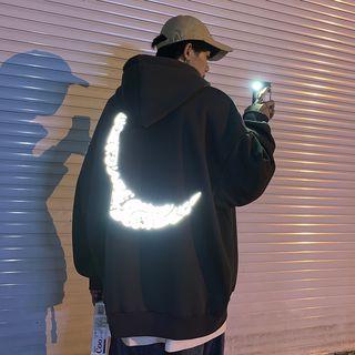 Reflective Moon Hooded Zip Jacket