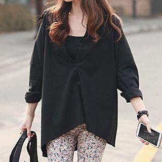 Long-sleeve Tie-back Blouse