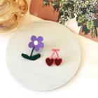 Flower Cherry Asymmetrical Alloy Earring 1 Pair - S925 Silver Stud Earring - Purple & Pink - One Size