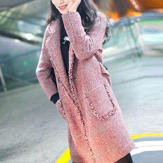 Fringed Plaid Double-breasted Coat