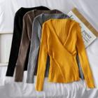 Cross-strap Deep V-neck Knit Top