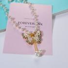 Butterfly Faux Pearl Rhinestone Pendant Alloy Necklace Faux Pearl - White - One Size