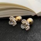 Faux Pearl Faux Crystal Earring 1 Pair - Gold & White - One Size