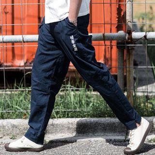 Chinese-style Embroidered Straight-cut Pants
