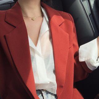 See-through Long-sleeve Shirt / Plain Blazer