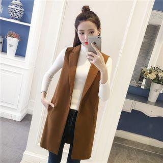 Plain Notch Lapel Long Vest