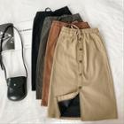 Plain Single-breasted Lace-up A-line Skirt