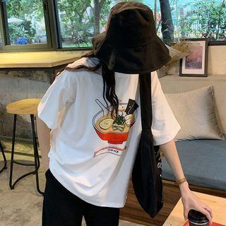 Short-sleeve Graphic Print T-shirt / Cropped Wide-leg Pants