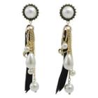 Faux-pearl Dangle Earrings (black) One Size