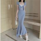Short-sleeve Paneled T-shirt / Maxi Mermaid Skirt