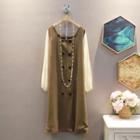 Long-sleeve Panel Double-breasted Dress