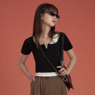 Set: Short-sleeve Henley T-shirt + Tank Top