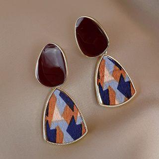 Print Glaze Alloy Dangle Earring 1 Pair - Earrings - Wine Red - One Size