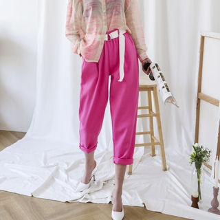 Band-waist Harem Pants With Belt