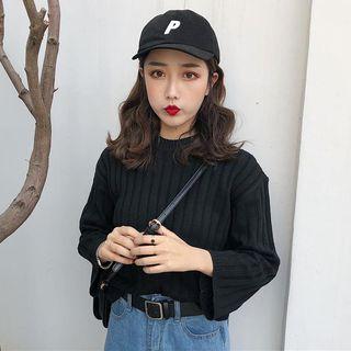 Plain Round Neck Long-sleeve Knit Top
