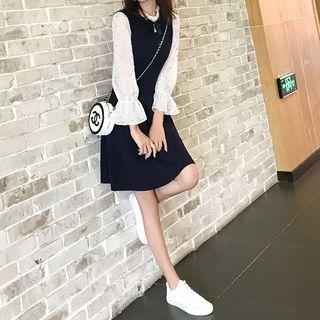Star Sequin 3/4-sleeve A-line Dress