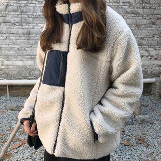 Stand Collar Fleece Zip Coat