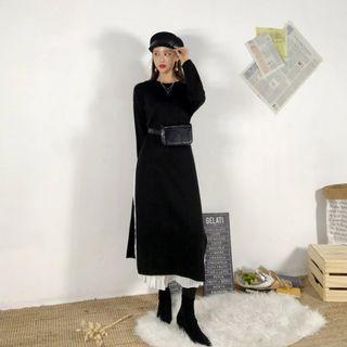 Deep-slit Maxi Knit Dress