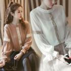 Sequined Long-sleeve Chiffon Blouse