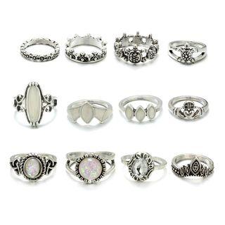 Set Of 12: Retro Alloy Ring (various Designs)