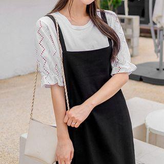 Plus Size Perforated-sleeve Boxy T-shirt