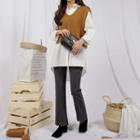 Band-waist Slit Boot-cut Dress Pants