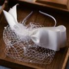 Wedding Bow Mesh Headband Headband - White - One Size