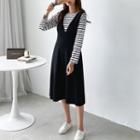 Set: Stripe T-shirt + V-neck Jumper Dress