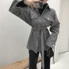 Houndstooth Button Jacket As Shown In Figure - One Size