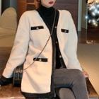 Faux Shearling Buttoned Jacket Off-white - One Size
