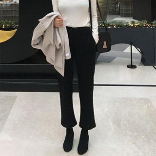 Fleece-lined Straight-cut Dress Pants