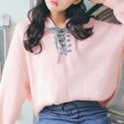 Lace-up Hoodie Pink - One Size