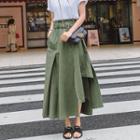 Mock Two Piece Short-sleeve Midi A-line Dress
