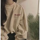 Contrast-trim Lettering Sweatshirt Milky White - One Size