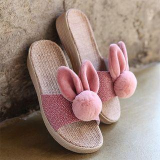Appliqu  Linen Blend Slippers
