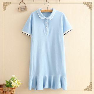Contrast-trim Short-sleeve Polo Dress