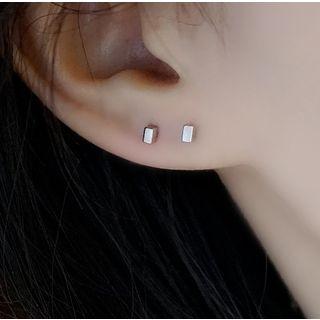 925 Sterling Silver Mini Block Stud Earring 1 Pair - As Shown In Figure - One Size