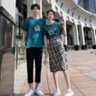 Couple Matching T-shirt / Pants / Plaid Skirt / Set