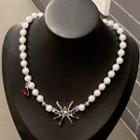 Spider Faux Pearl Necklace White - One Size