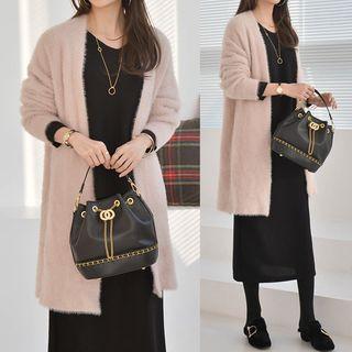 Fluffy-knit Open Long Cardigan