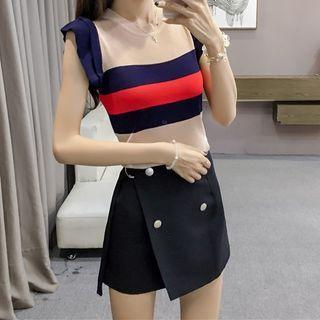Sleeveless Striped Paneled Knit Top