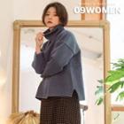 Turtle-neck Slit-side Boxy Sweater